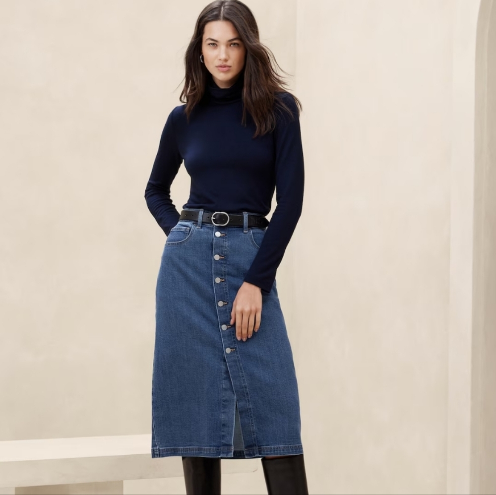 Banana Republic Factory Denim Midi Skirt Women